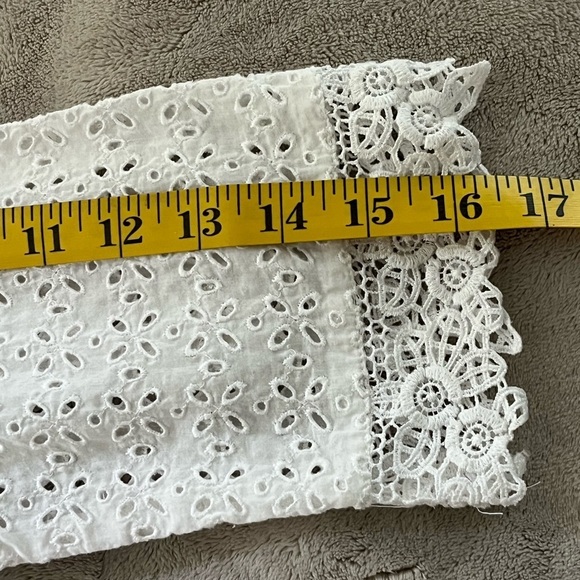 J. Jill 100% Cotton White Eyelet 3/4 Sleeve Tunic PXS Cottagecore Grannycore - Picture 12 of 13